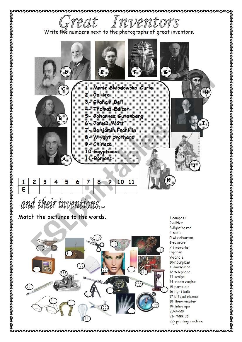 Great Inventors worksheet