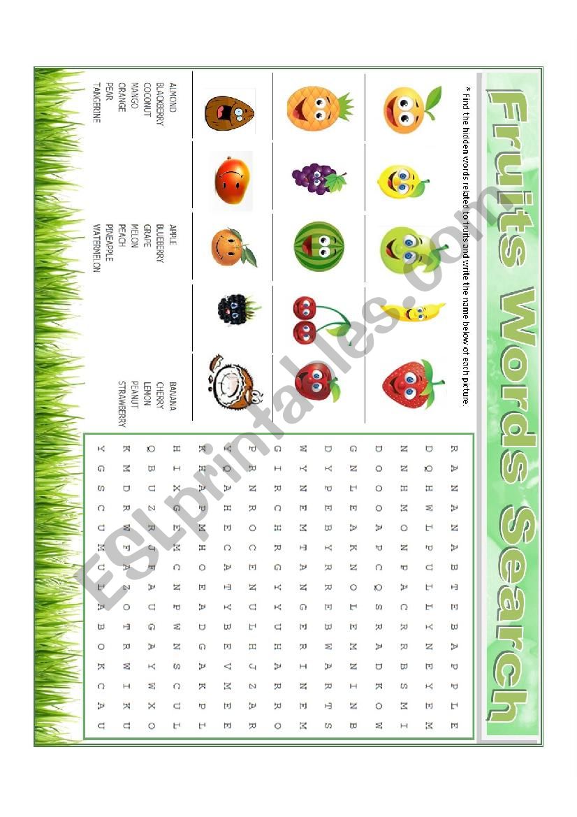 Fruit Worksheet worksheet