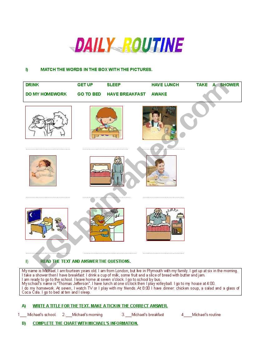DAILY ROUTINE worksheet