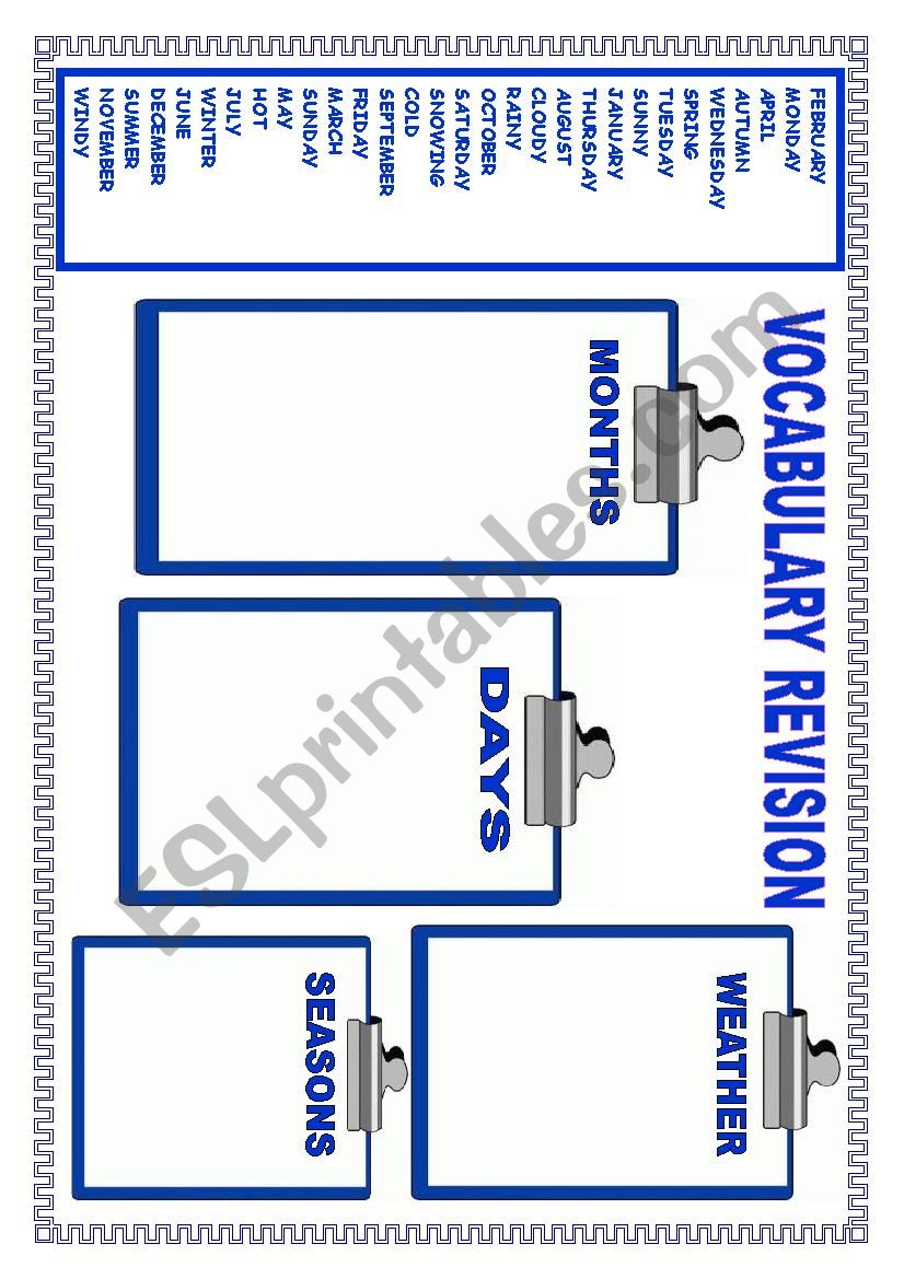 VOCABULARY REVISION worksheet