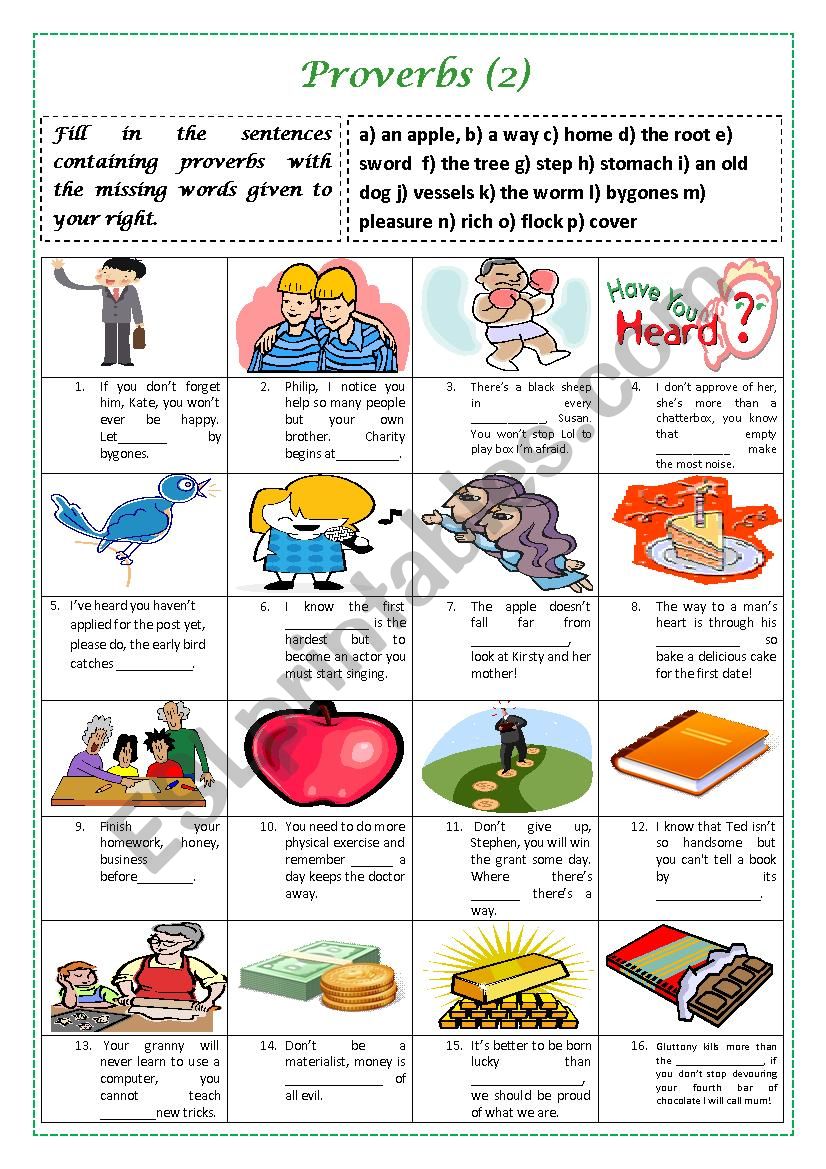 PROVERBS (2) (with key) worksheet