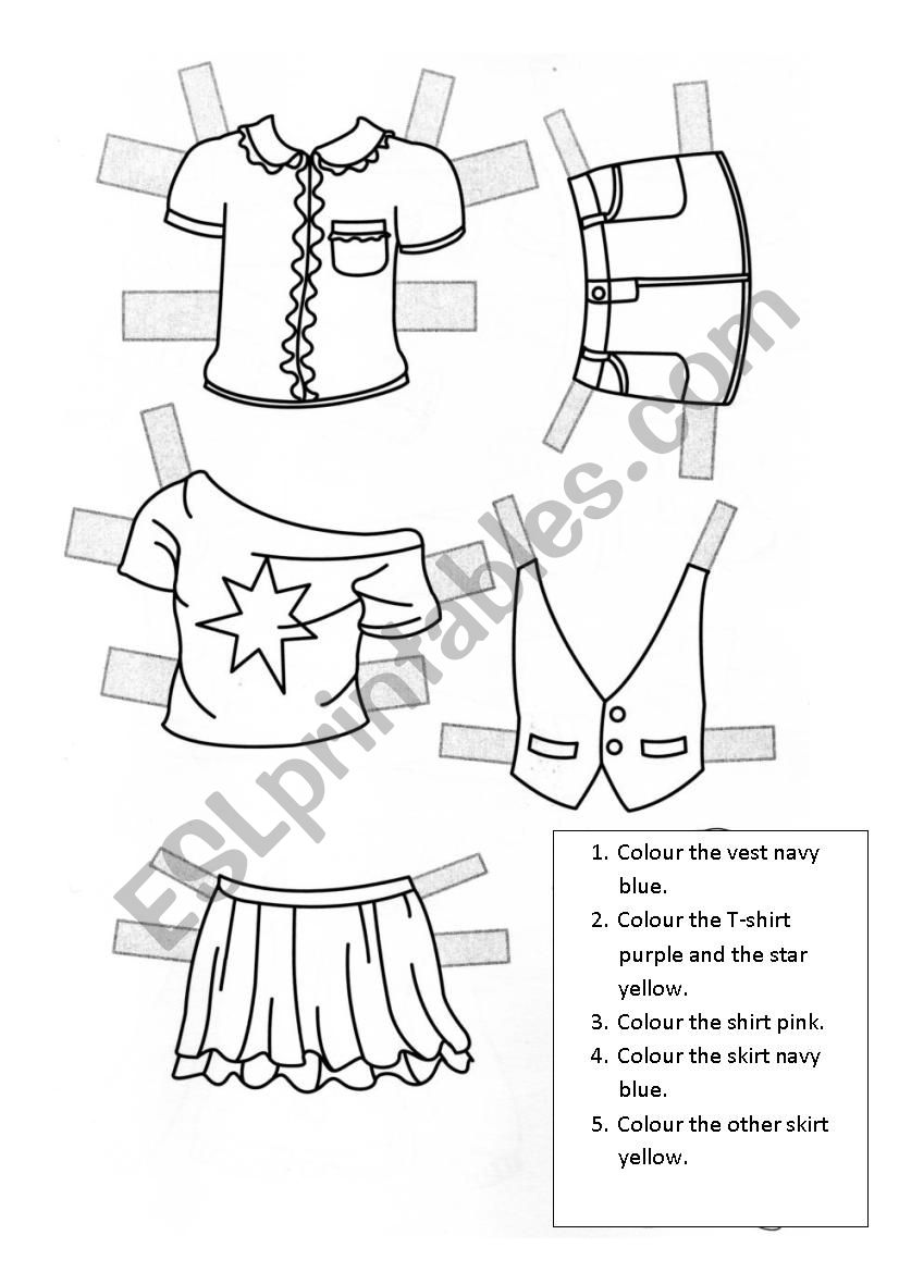 Paper doll clothes 7 worksheet