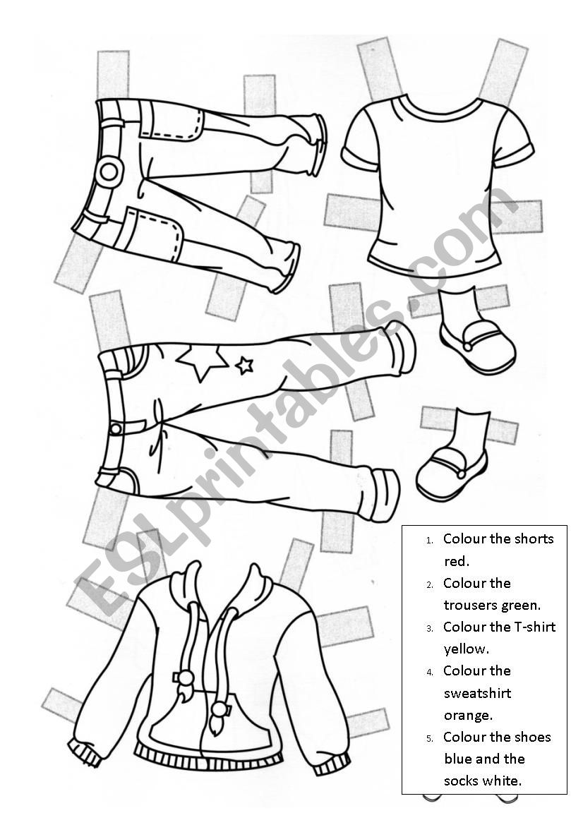 Paper doll clothes 8 worksheet