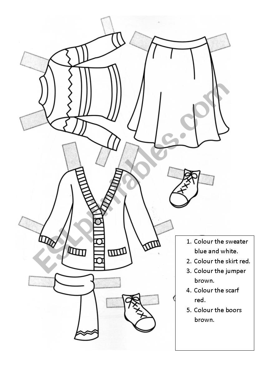 Paper doll clothes 9 worksheet