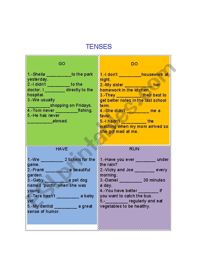 TENSES worksheet