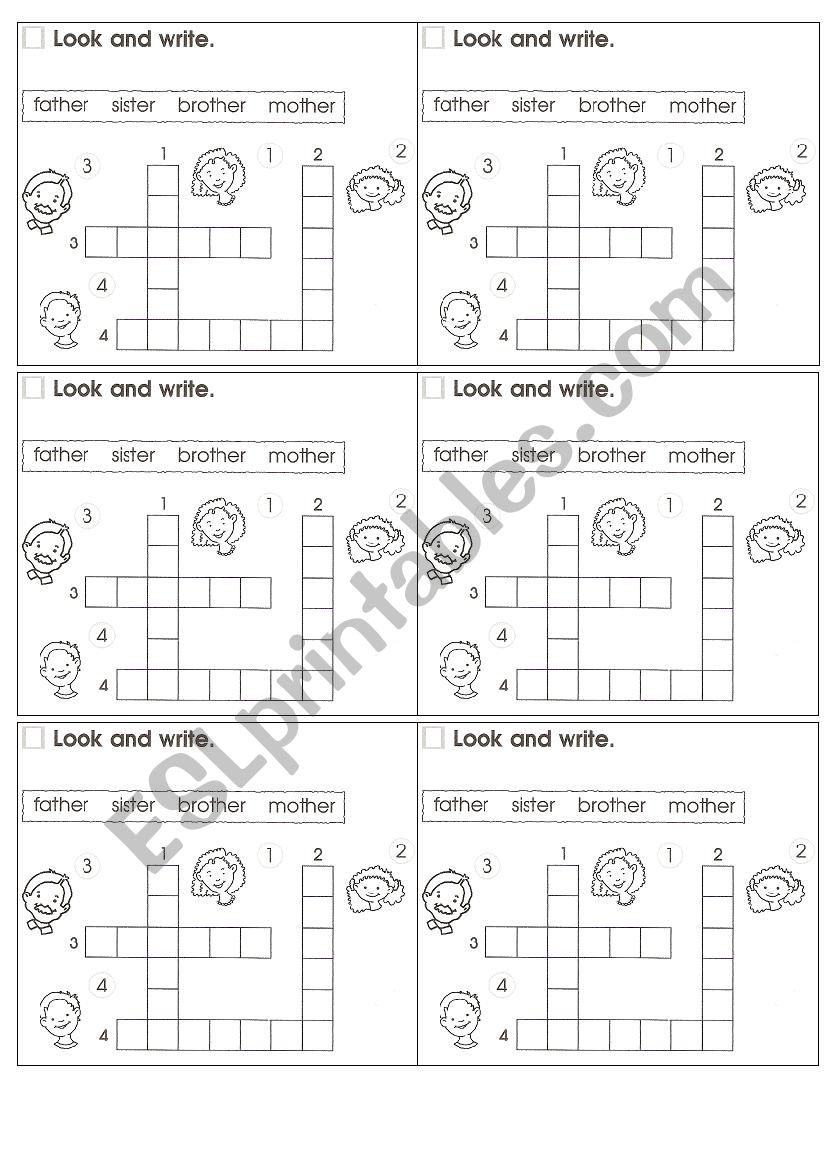 FAMILY CROSSWORD worksheet