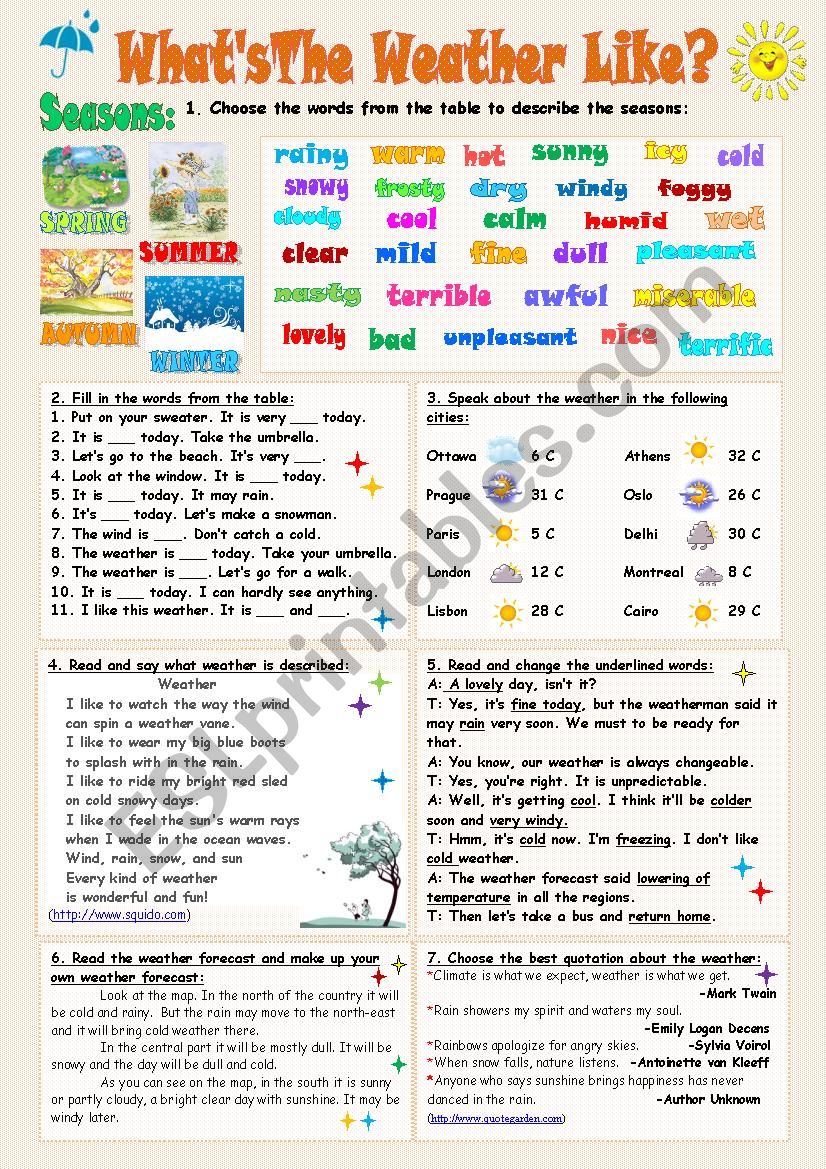 WhatÂ´s the weather like? worksheet