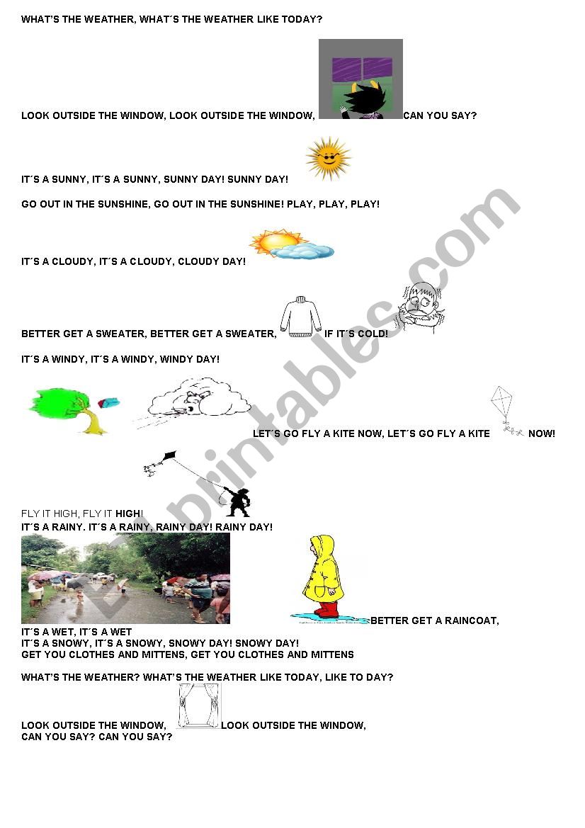 Weather song worksheet