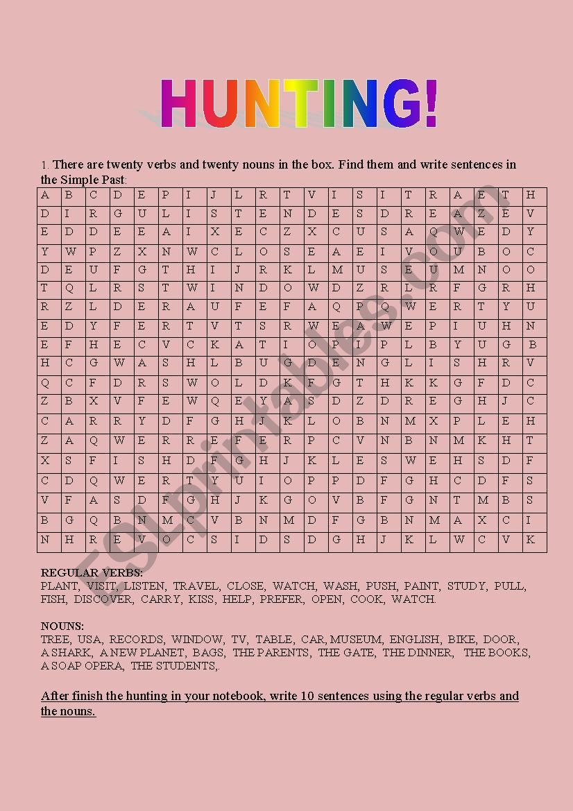 HUNTING worksheet