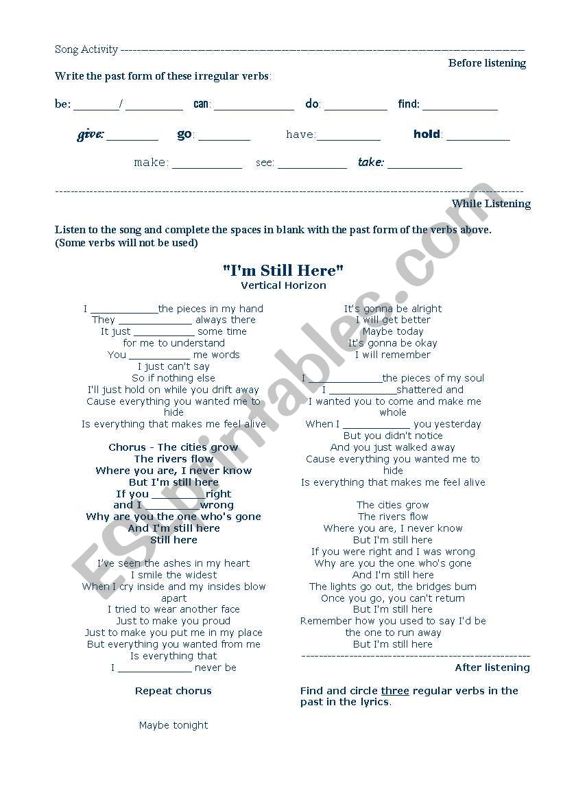 Song Activity worksheet