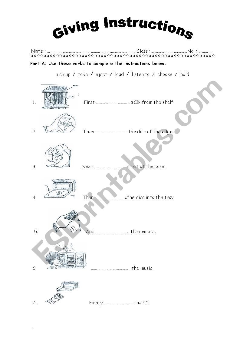 Giving Instructions 2 worksheet