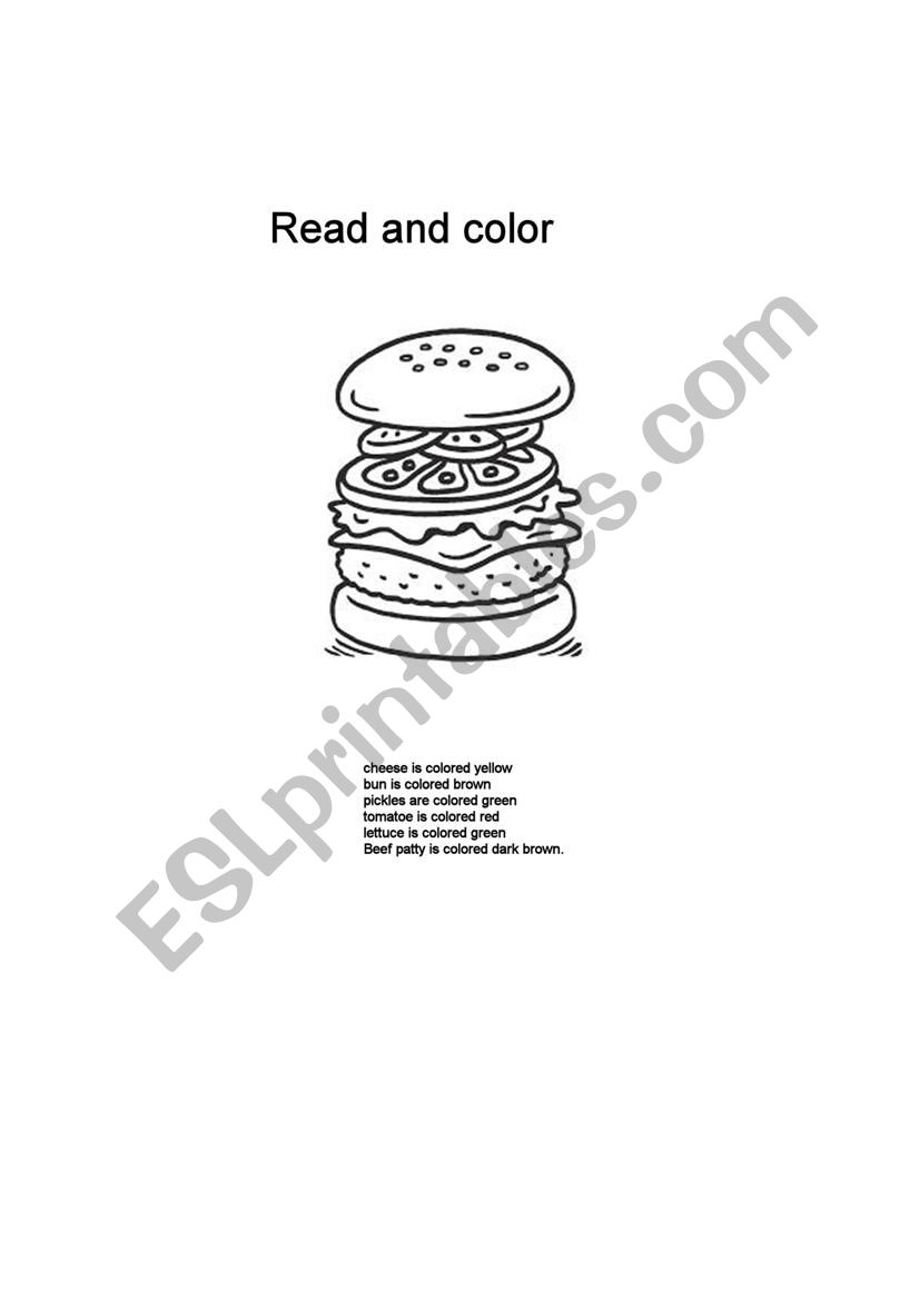 Burger to Color worksheet