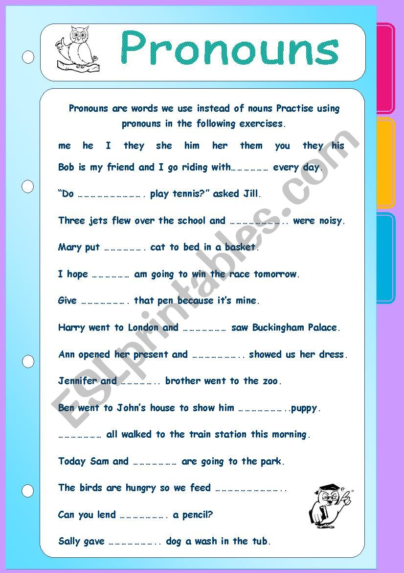 Pronouns worksheet