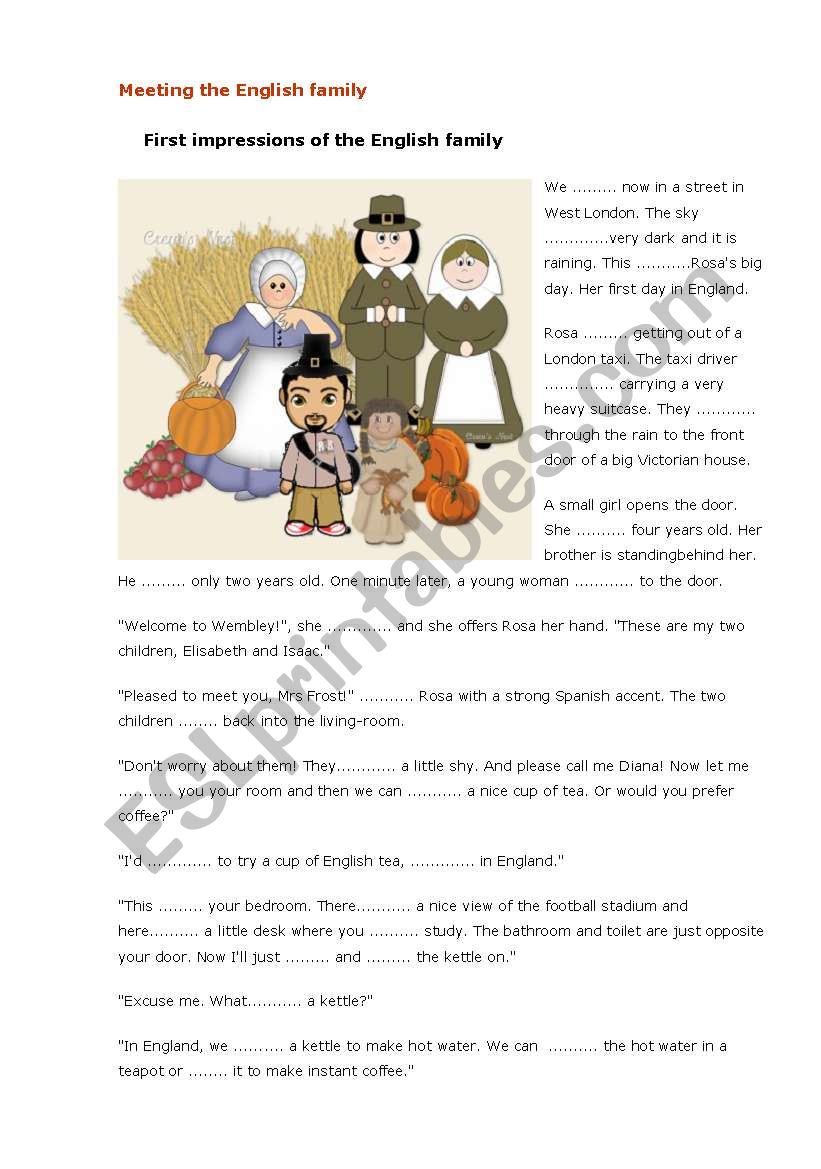 Meeting the English family worksheet