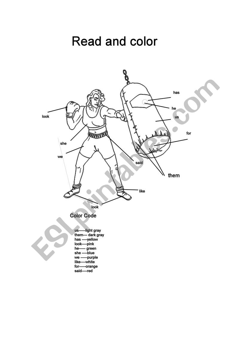 Read and Color worksheet