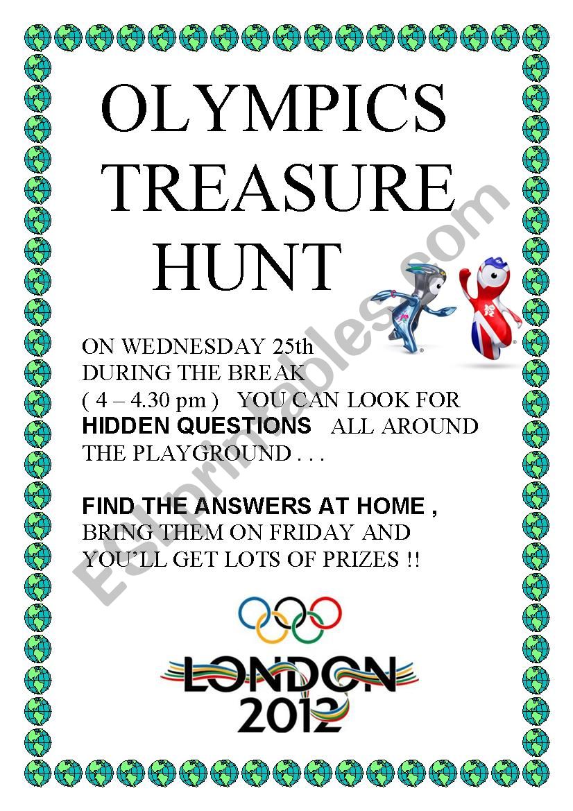 Olympic Games Treasure Hunt worksheet