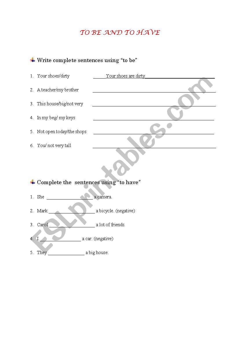 to be and to have worksheet