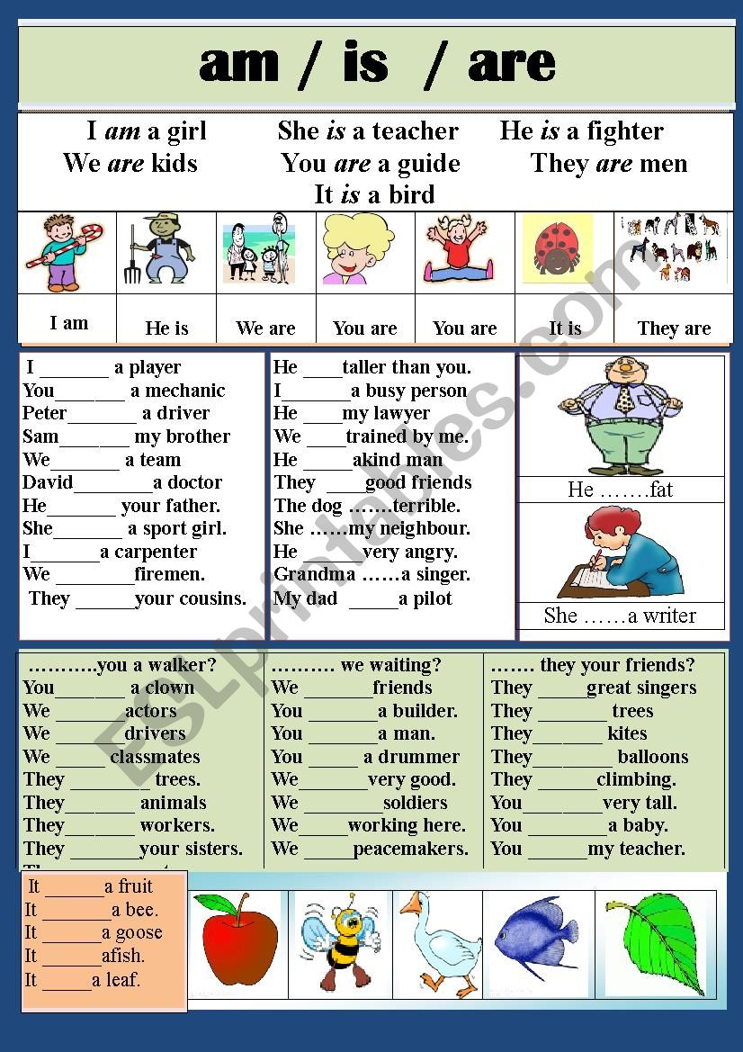 To Be worksheet