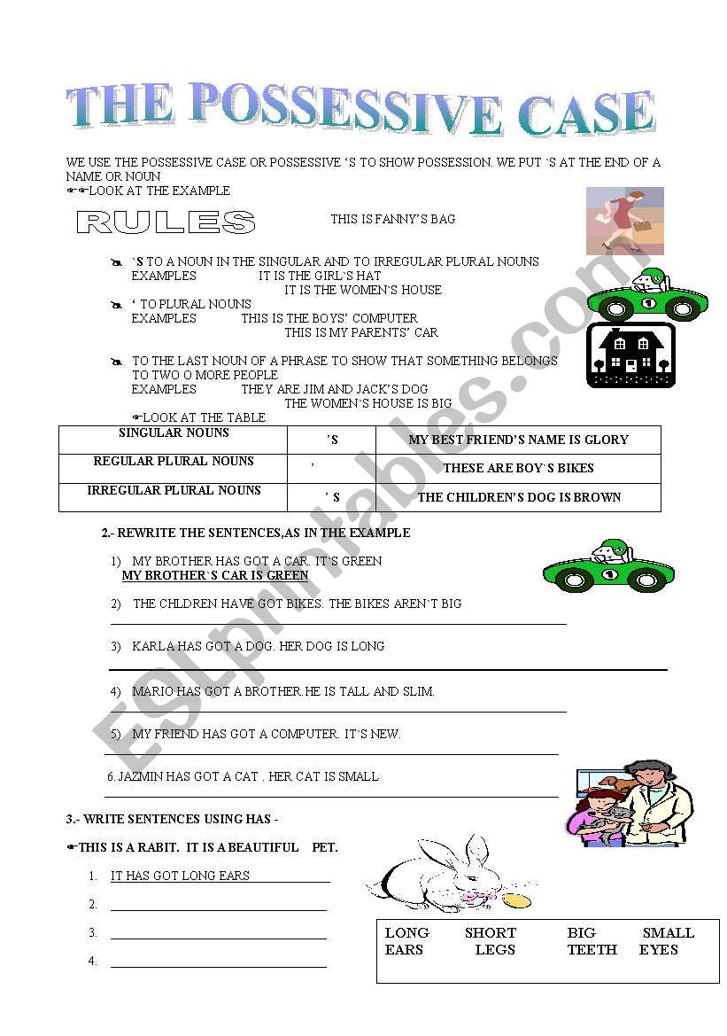 POSSESIVE CASE worksheet