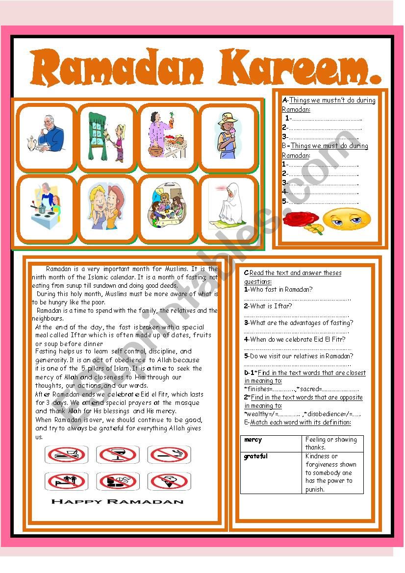 Ramadan Kareem worksheet