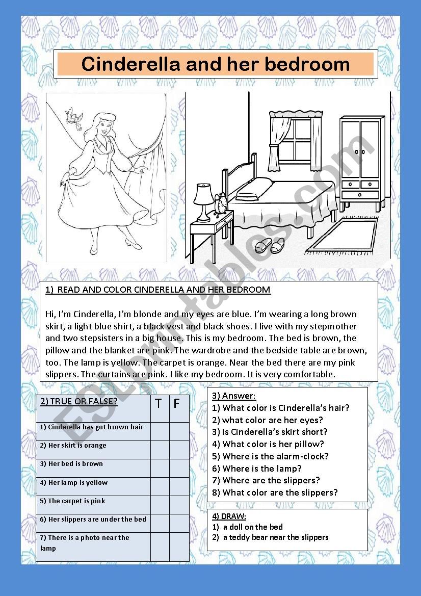 CINDERELLA AND HER BEDROOM worksheet