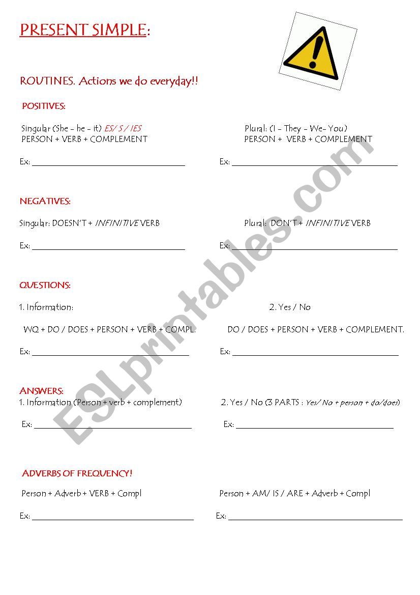 present simple structure worksheet