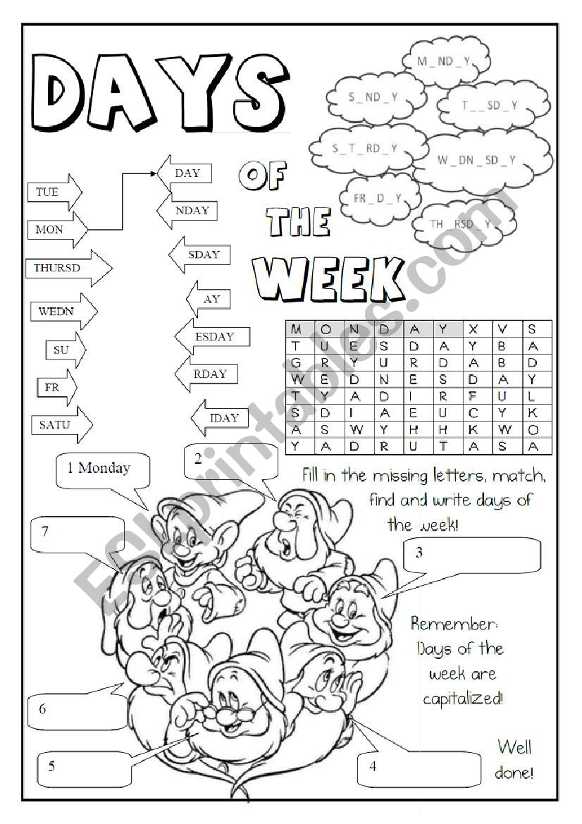 Days of the week worksheet