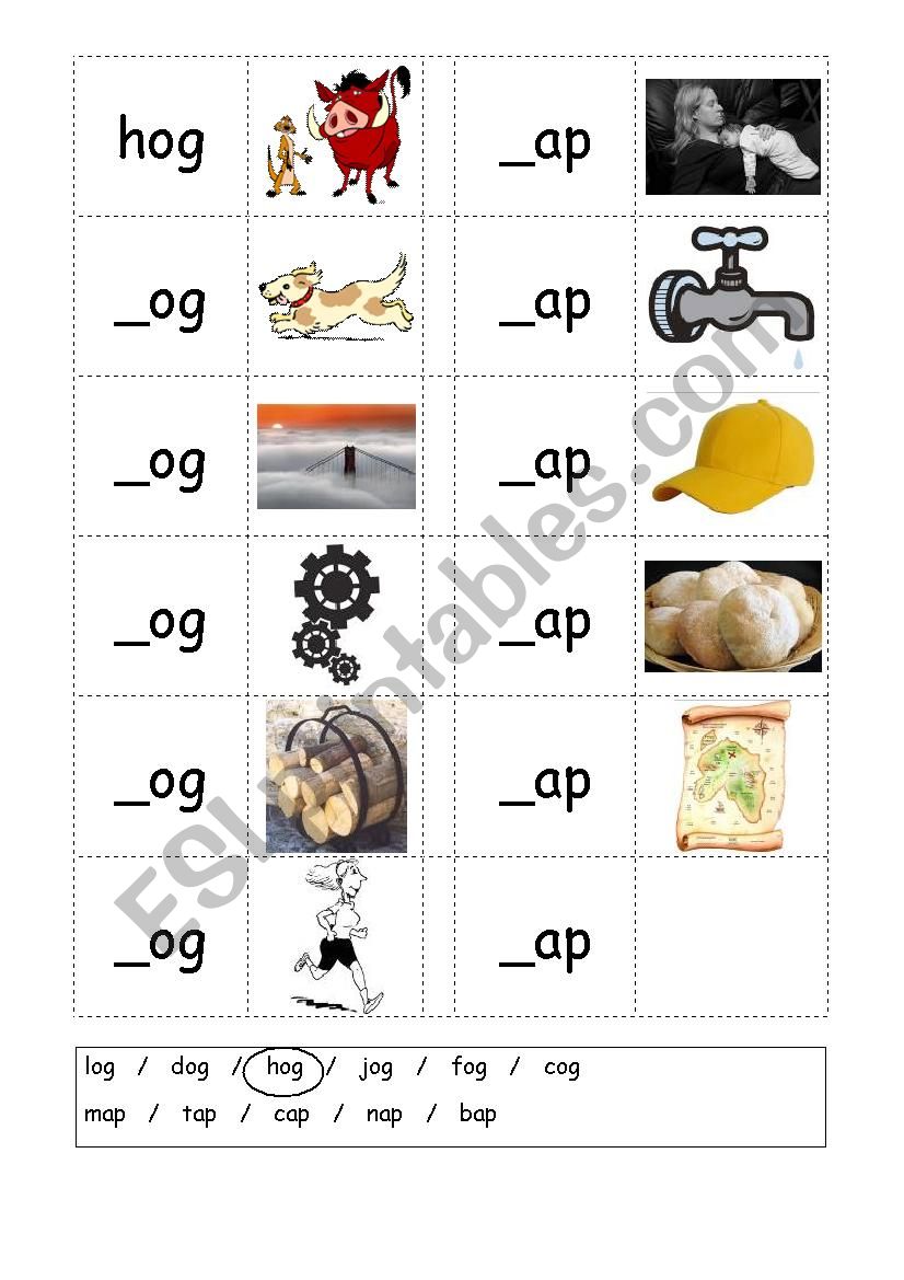 Phonics - 3 letter words (CVC) - Writing -OG / -AP