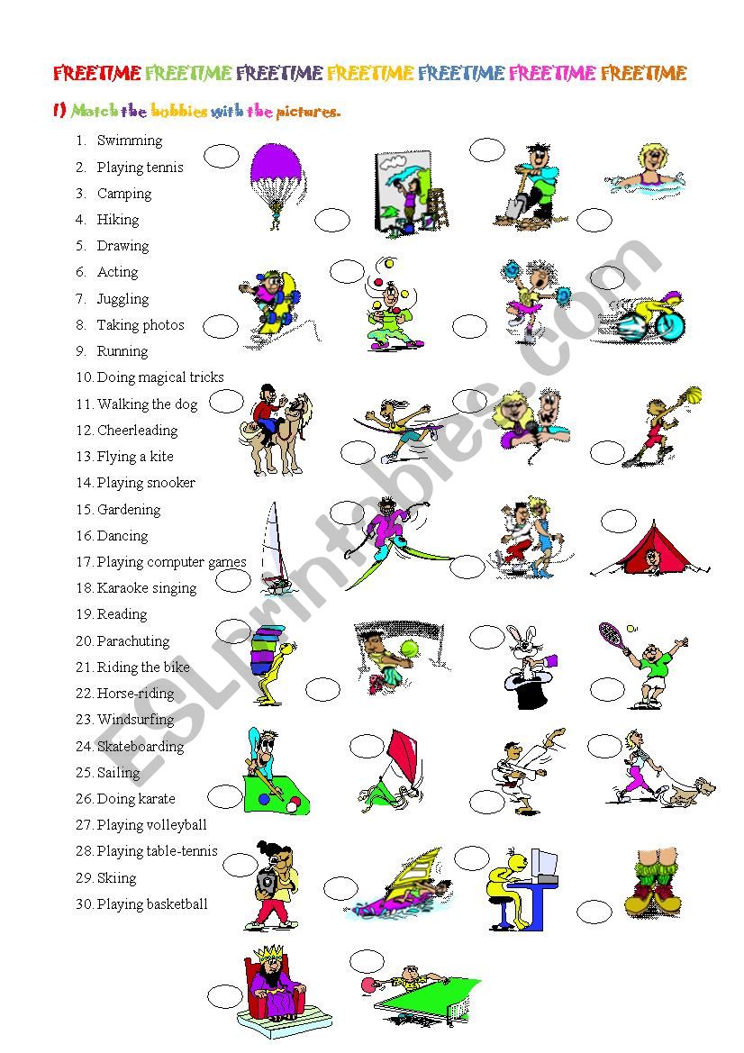 Hobbies and leisure time worksheet