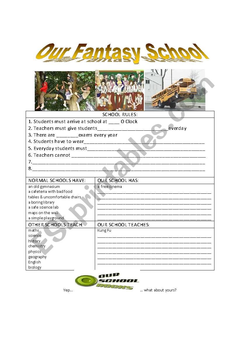 Fantasy School worksheet