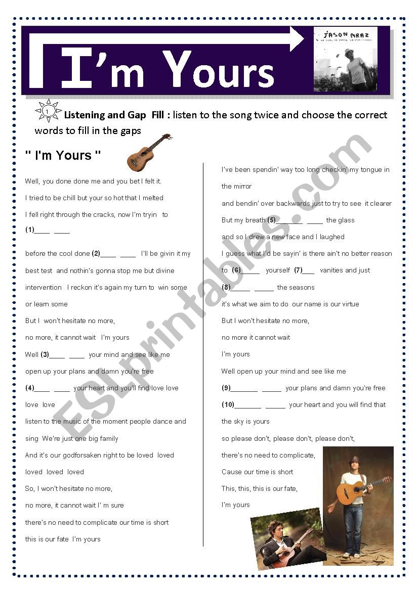 Learning phrasal verbs by Im yours song 