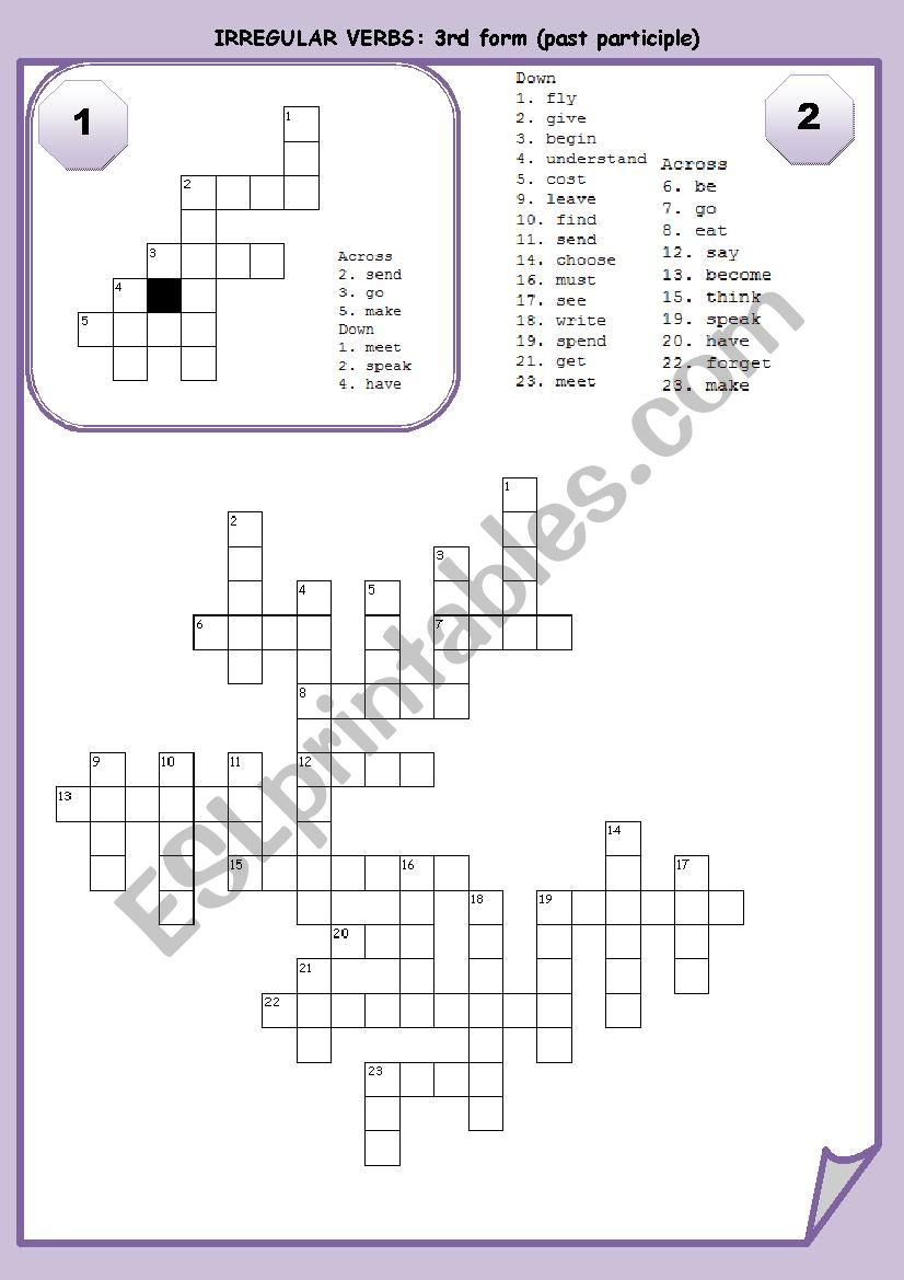 Irregular verbs: 3rd form worksheet