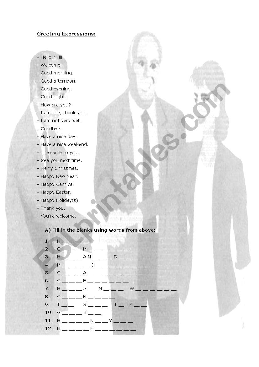 Greeting Expressions worksheet