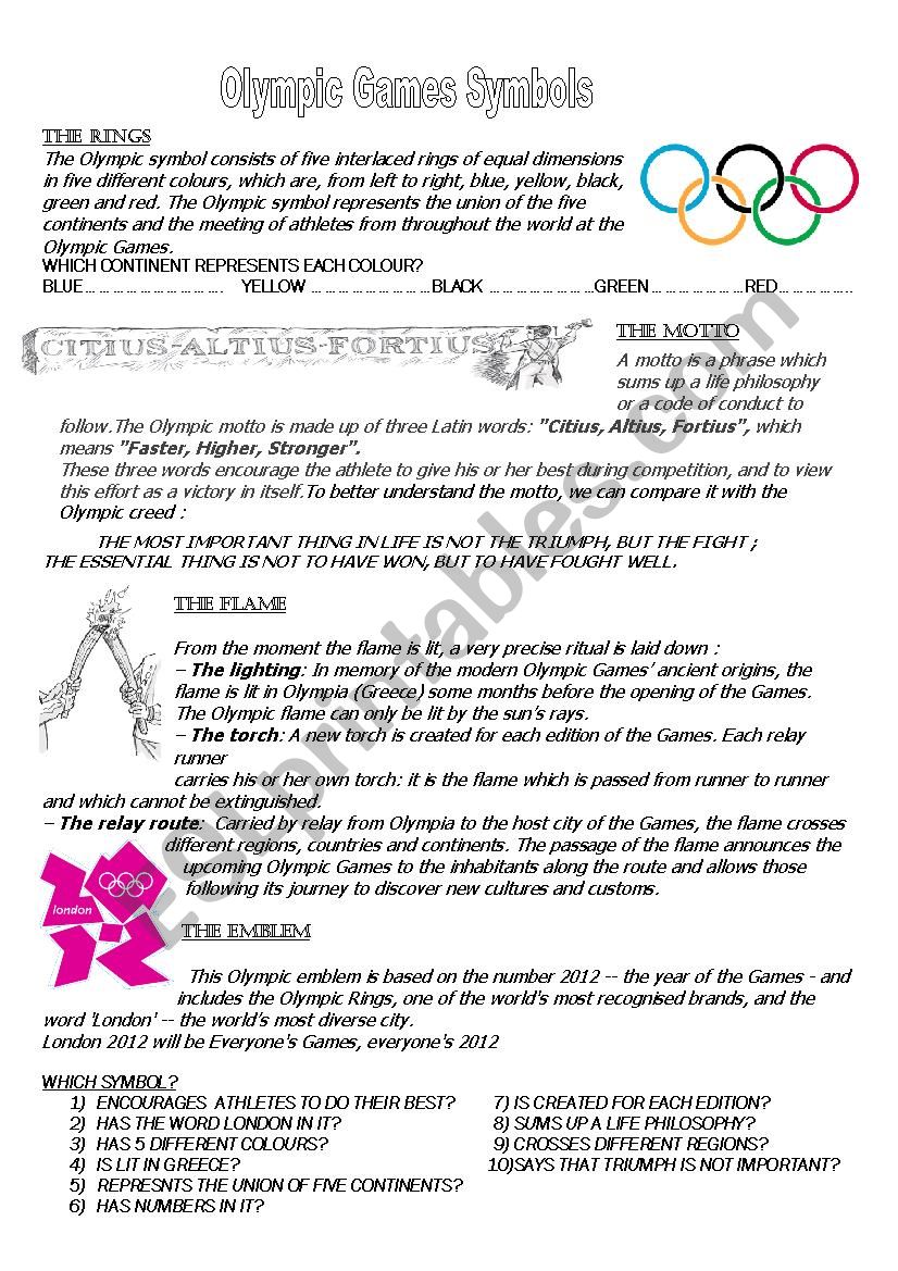 olympic games symbols worksheet