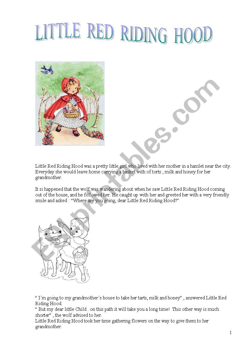 LITTLE  RED  RIDING HOOD worksheet