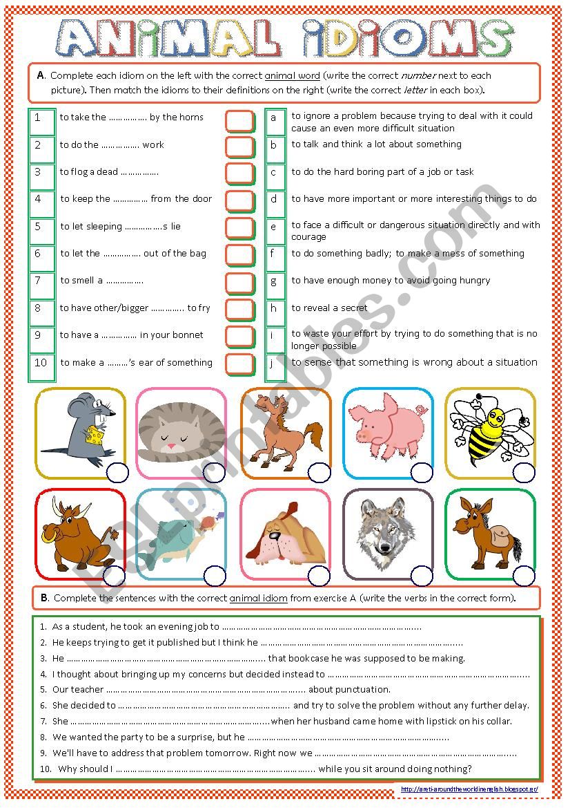 Animal Idioms worksheet