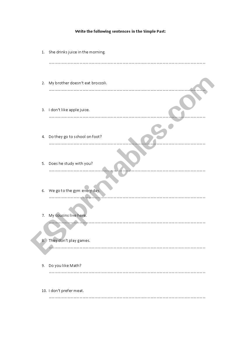 Simple past worksheet