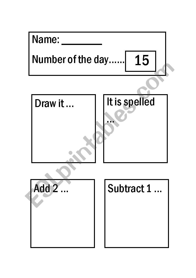 Number of the Day (Early Grades) - ESL worksheet by Amarissa Throughout Number Of The Day Worksheet
