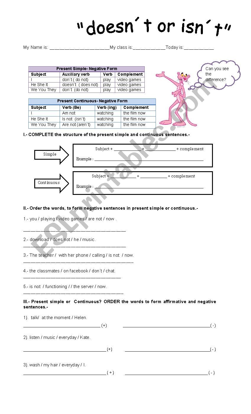 present simple and continuous negative 