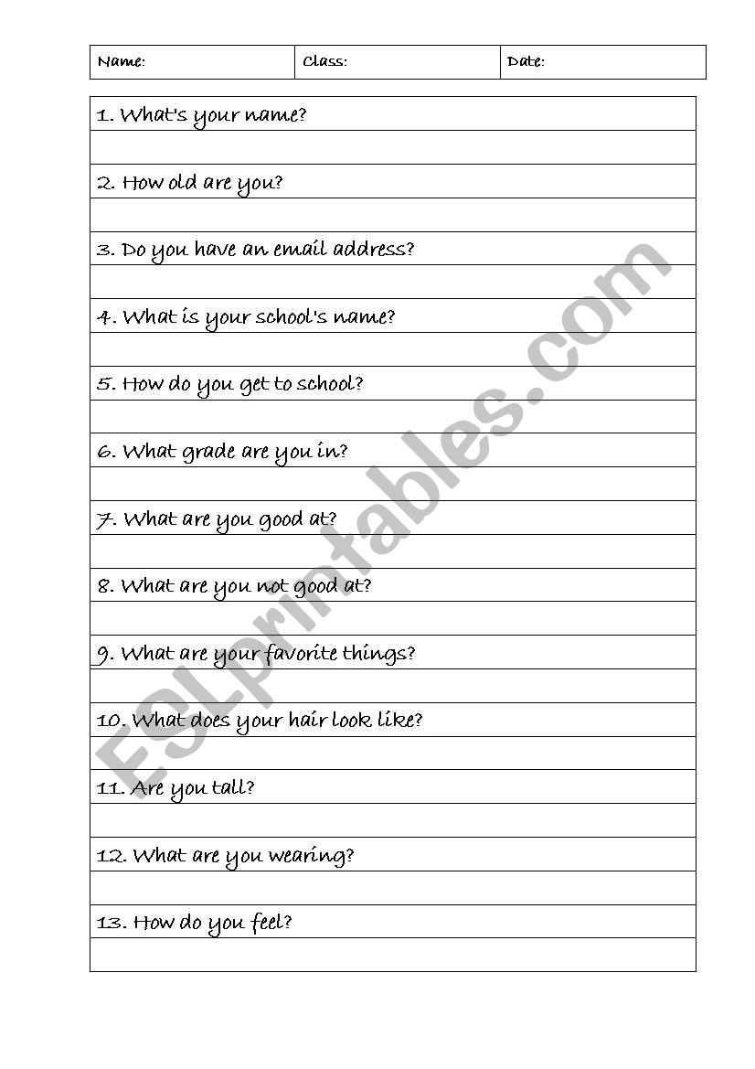 Interview your classmate! worksheet
