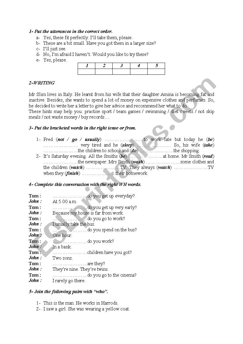 Language activities 16 worksheet