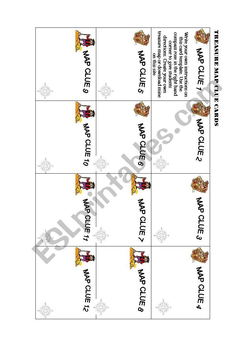 Treasure Map Cards worksheet