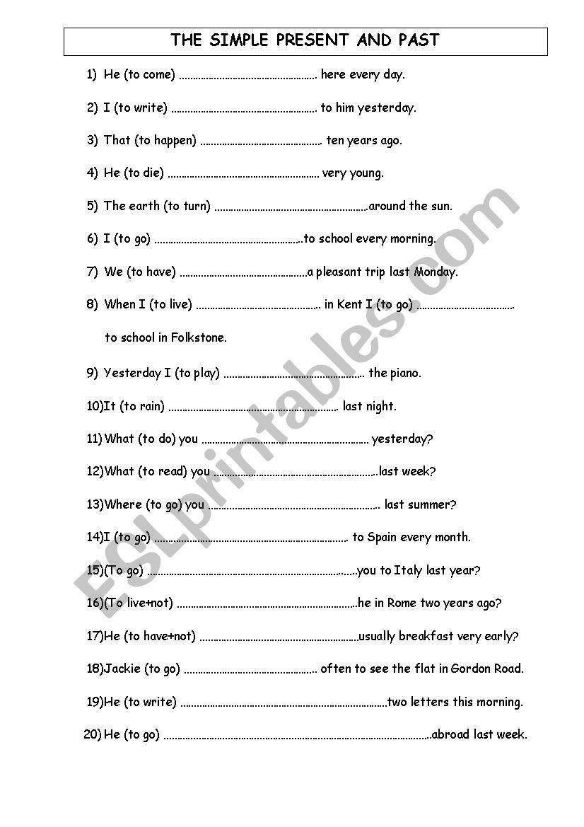 SIMPLE PRESENT OR PAST? worksheet