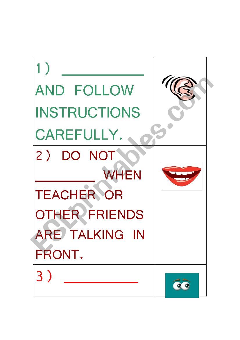 Classroom Rules worksheet