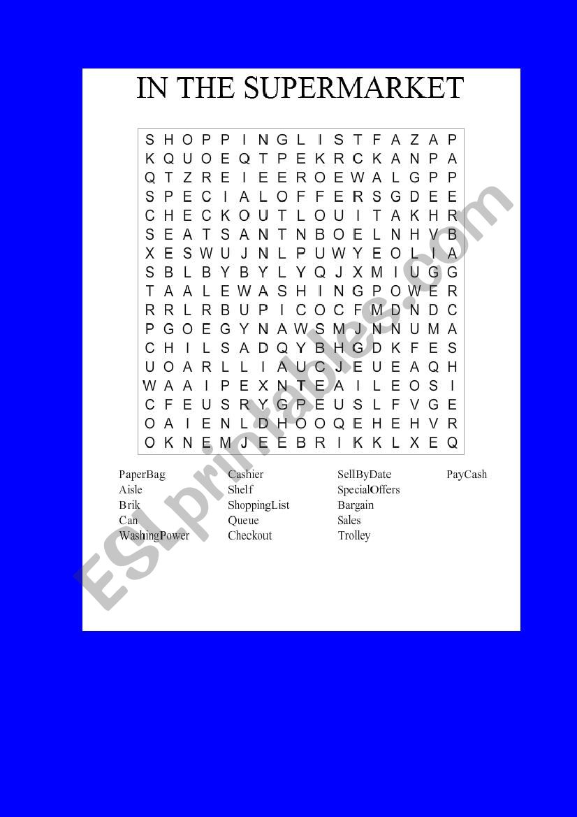 In the Supermarket worksheet