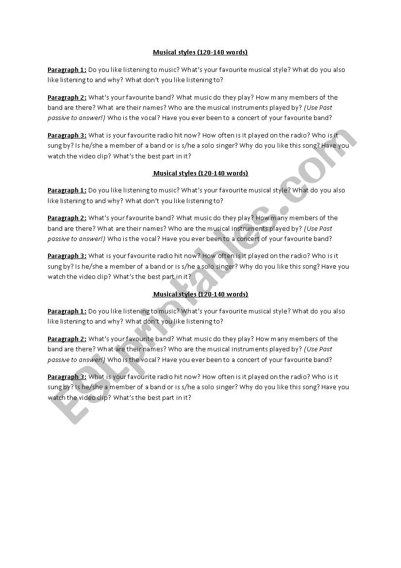 Level B1 writing  worksheet