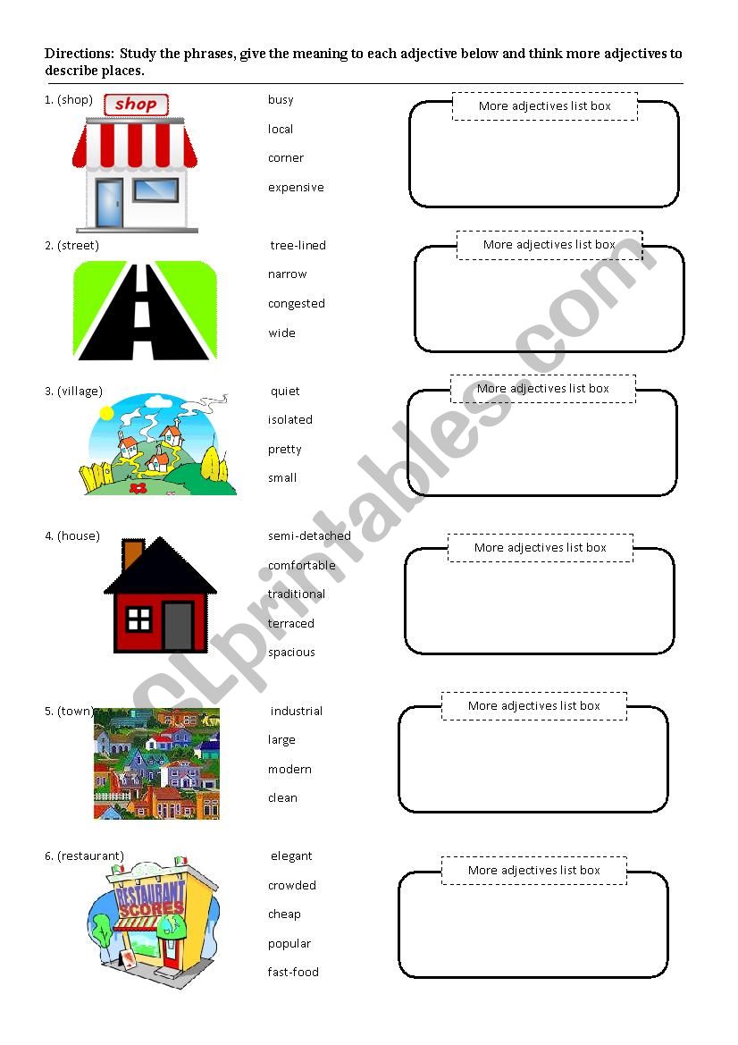 Adjective noun phrase worksheet