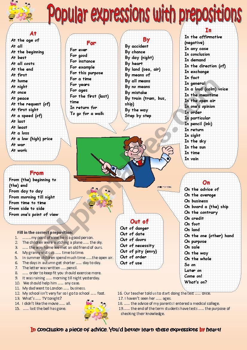 Popular expressions with prepositions