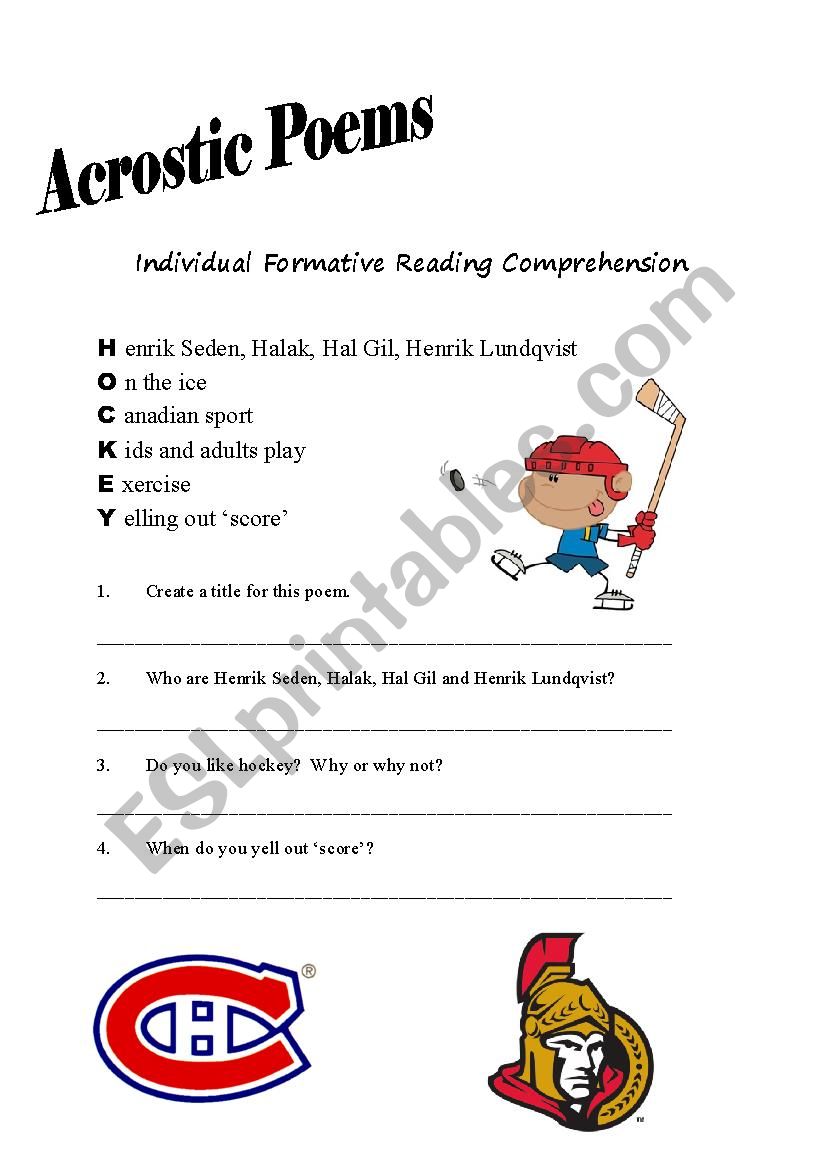 Acrostic poem reading evaluation