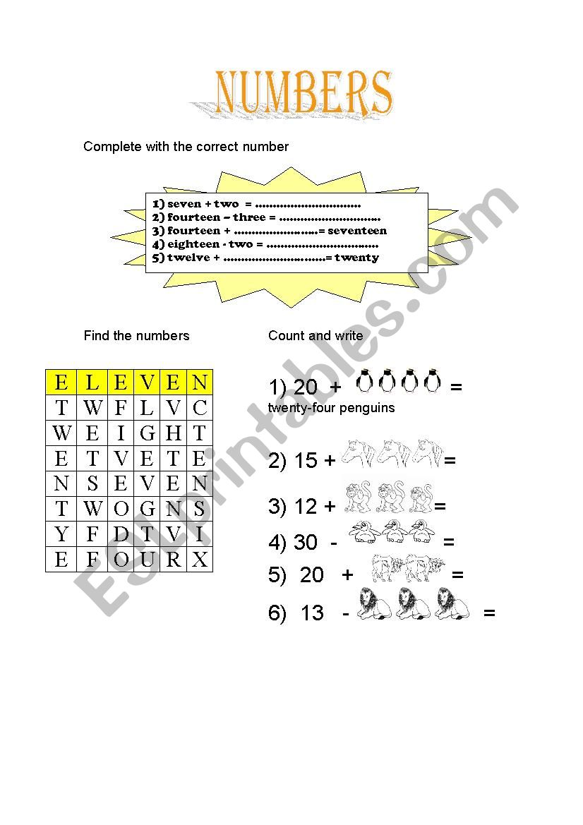 Numbers worksheet